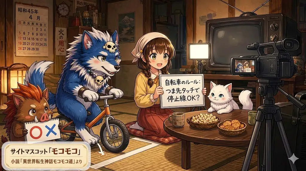 自転車の停止線の対応について考えるモコモコ