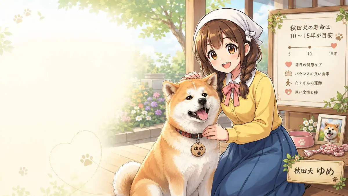 秋田犬ゆめと一緒にいるモコモコ