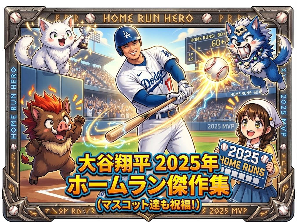 【2025年】大谷翔平ホームラン全63発 動画一覧！月別成績と推移グラフも完全収録