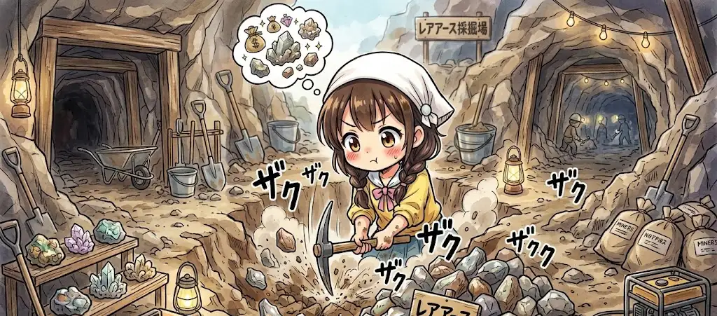 モコモコ、レアアースを発掘する
