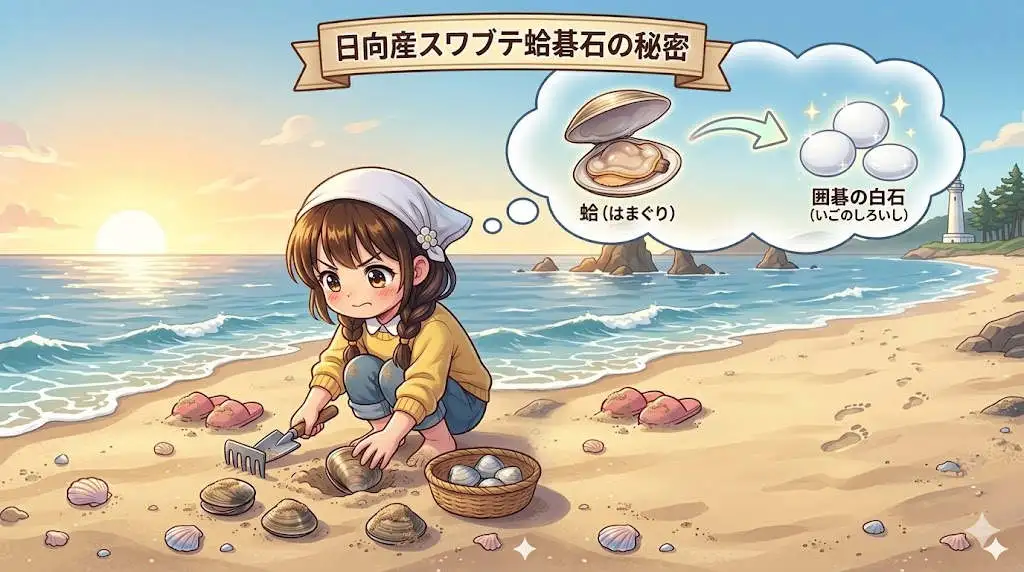 日向産スワブテ蛤碁石を探すモコモコ